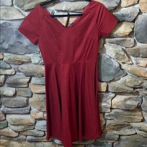 Vintage Short Sleeve V-Neck Swing Dress